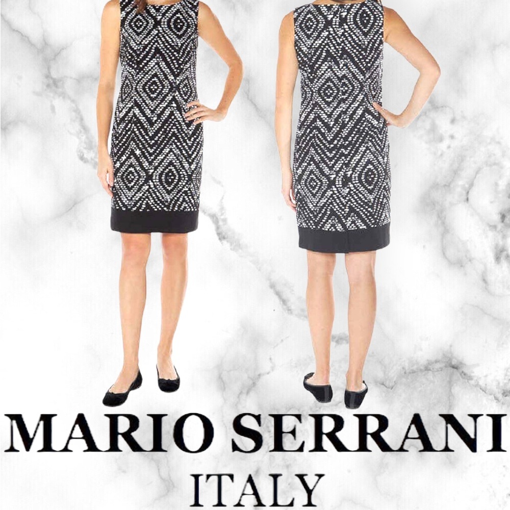 Mario Serrani Sleeveless Black and White Shift Dress